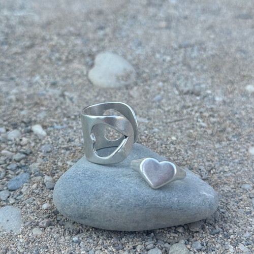 Heart ring set used, silver