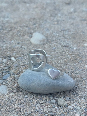 Heart ring set used, silver