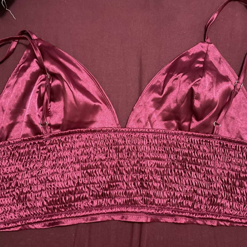 Satin tirante top like new, red and pink, size L