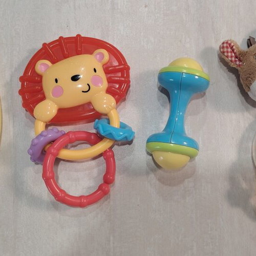 Baby rattles and teether set of 3, like new