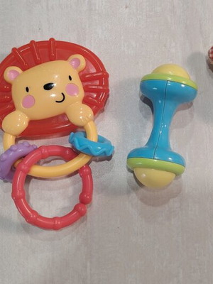 Baby rattles and teether set of 3, like new
