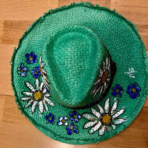 Women's straw hat hand painted, new, size 54