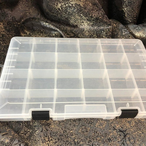 Transparent plastic organizer new with 24 compartments 35x22x5 cm