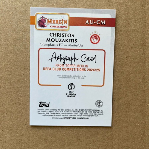 2024-25 Topps Merlin Rookie autograph Christos Mouzakitis Olympiacos like new
