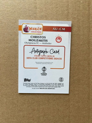 2024-25 Topps Merlin Rookie autograph Christos Mouzakitis Olympiacos like new