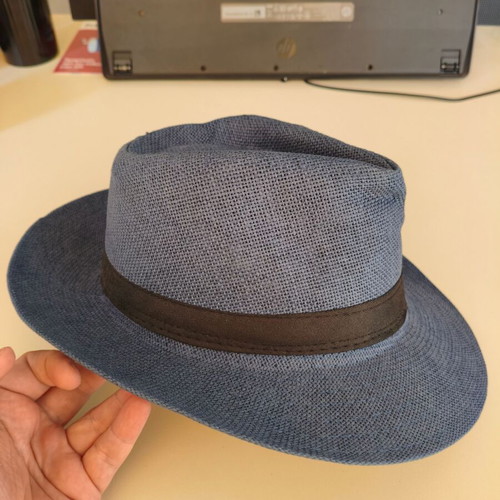 Unisex MG Hellas fedora hat size 58, black and blue, like new