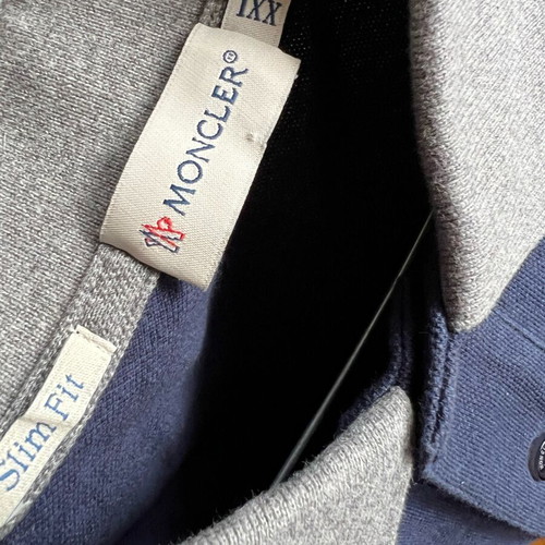 Moncler long sleeve polo shirt, blue, size XXL