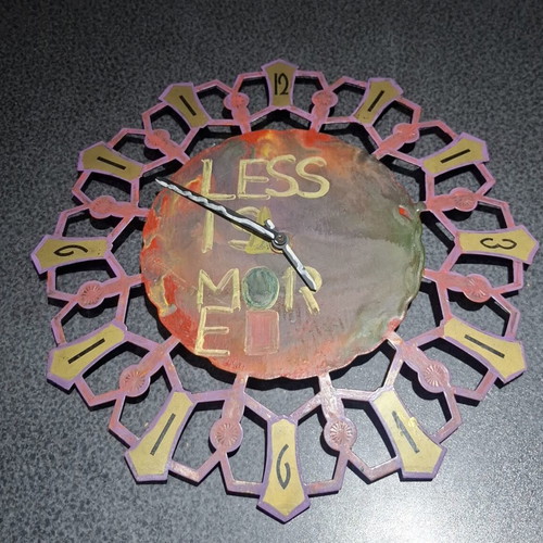 Handmade Metal Wall Clock "Less is More" vintage boho 30cm