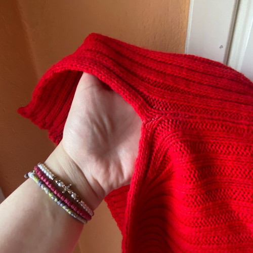 Red ribbed knitted dress used, one size with turtleneck