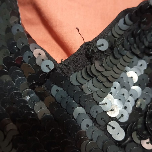 Ysatis sequin top satin back tie size M like new black