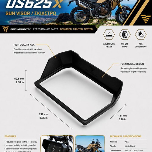 LCD screen shade for Voge DS 625x 3d Print