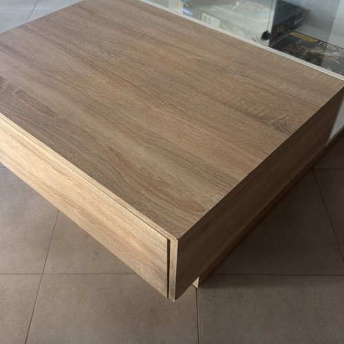 Coffee table like new with drawer and glass top 1.20x80 m