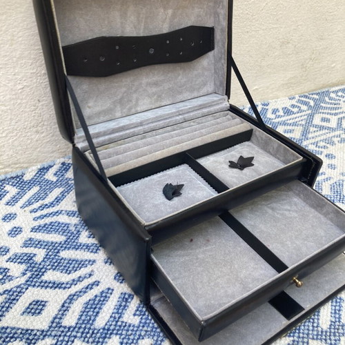 Vintage jewelry box suitcase, black