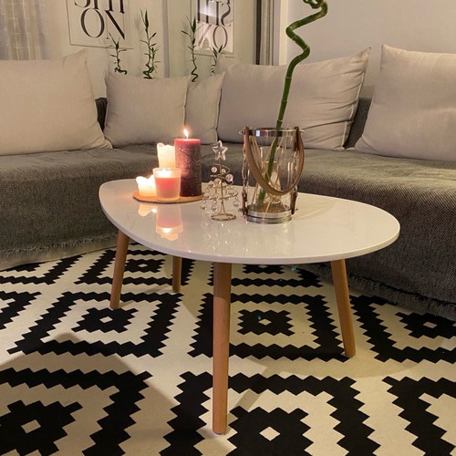 White coffee table with glossy lacquer surface new