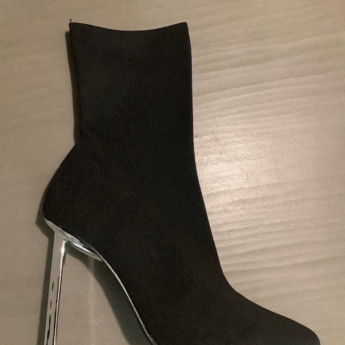 Forever21 black sock boots with silver heel size 40 like new