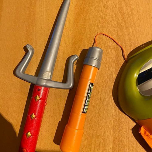 Ninja Turtle mask and weapons used