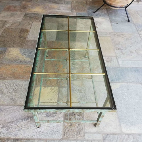 Coffee table with technique and double glass with kaiti, new