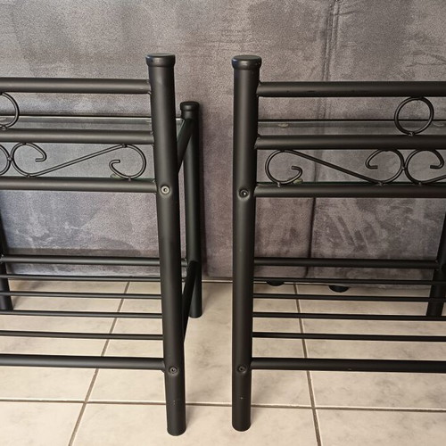 Nightstands set of 2 metal with glass surface like new