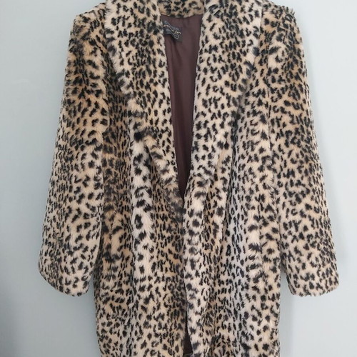 Women's synthetic fur leopard coat like new, size L