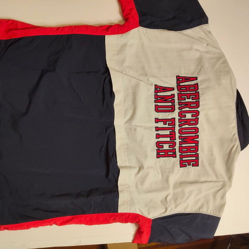 Abercrombie & Fitch 1/4 Zip Windbreaker Jacket Size M like new, navy red