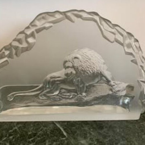 Nybro Glasbruk Sweden crystal with lion 1970s like new