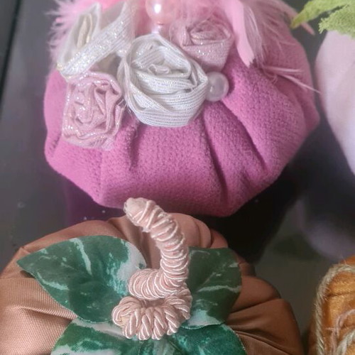 Decorative handmade fabric pumpkins set of 4 like new
