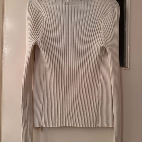 White cardigan with gold details, like new, viscose