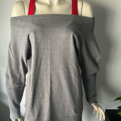Firetrap grey off shoulder blouse with balloon sleeves size M like new