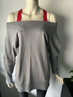Firetrap grey off shoulder blouse with balloon sleeves size M like new