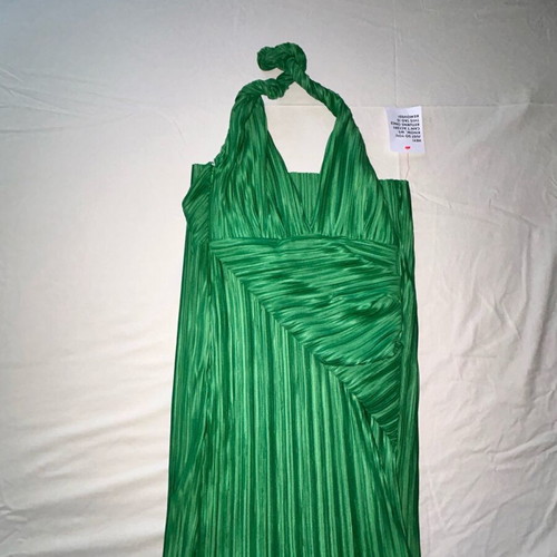 Asos maxi green dress new, pleated backless draped