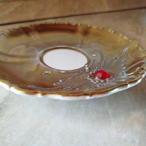 Vintage porcelain tea cup with saucer 1970 used