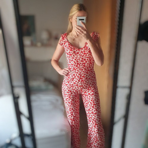 Mango one-piece jumpsuit like new, white and red, size XS