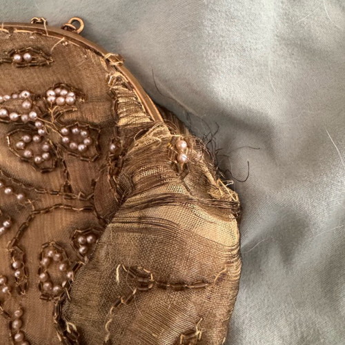 Vintage clutch handbag used gold color