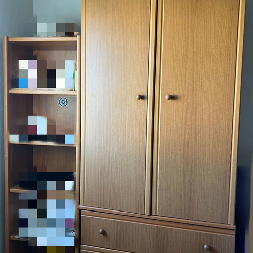 Wardrobes and shelving unit, four pieces