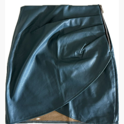 Leather mini skirt S/36 like new, blue or brown with zipper
