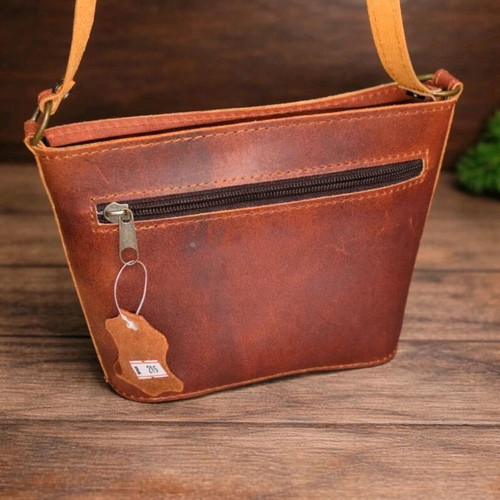 Leather shoulder bag new, brown, Greek made