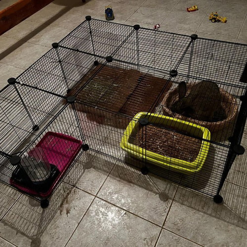 Multipurpose Pet Cage with 29 Panels and 2 Doors, Black, 210x70x35cm