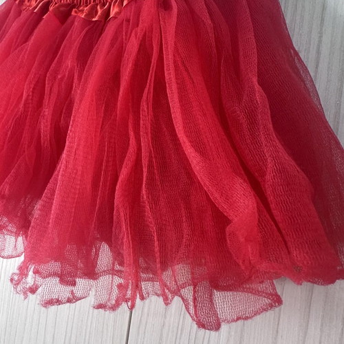 Red children's tutu skirt with tulle, age 4-5
