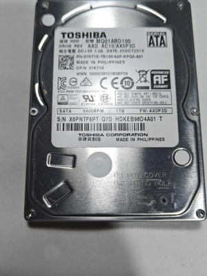 Toshiba 1TB 2.5" SATA HDD 5400RPM μεταχειρισμένο