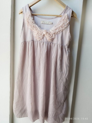 Mina UK Mini Dress blush pink silk-look ruffles size M like new