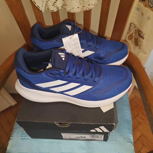 Adidas Runfalcon Athletic Shoes New, Royal Blue and Cloud White, Size 38.5