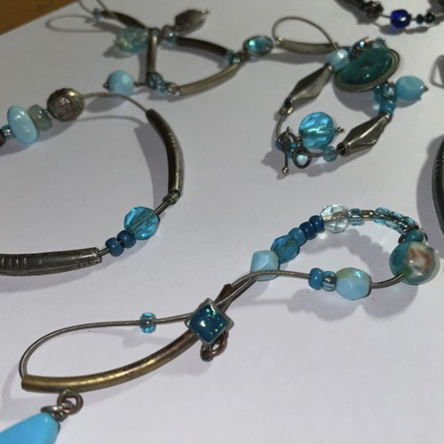 Bracelet set with 8 charms, like new, turquoise and silver