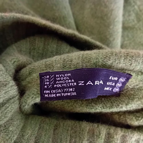 Wool sweater dress used, green Zara size M