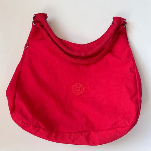 Kipling textile shoulder bag in deep red color like new