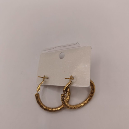 Gold-tone stainless steel hoop earrings with rope design