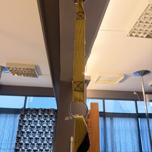 TRX straps used, yellow color, without hook
