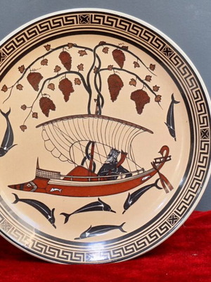 Keramikos ceramic plate like new with Dionysus and pirates design