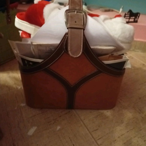 Leather magazine and newspaper holder like new