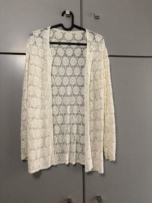 White knitted lace cardigan Large like new