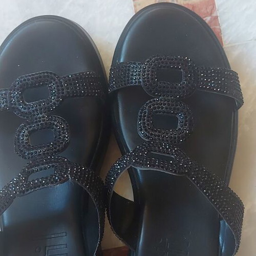 Estil platform shoes black with rhinestones new, size 39